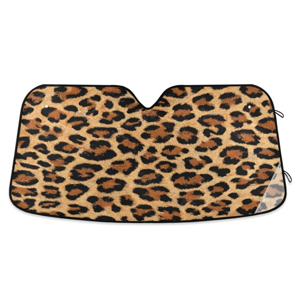 Foldable Car Windshield Sunshade UV Sun Visor Protector Blocks UV Rays Keeps Vehicle Cool 53x23.5 Inch Wild Amber Cheetah