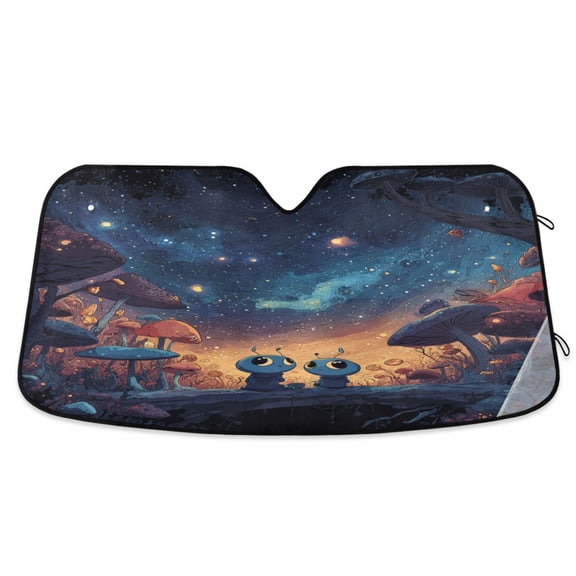 Foldable Car Windshield Sunshade UV Sun Visor Protector Blocks UV Rays Keeps Vehicle Cool 55x27.6 Inch Alien Partner