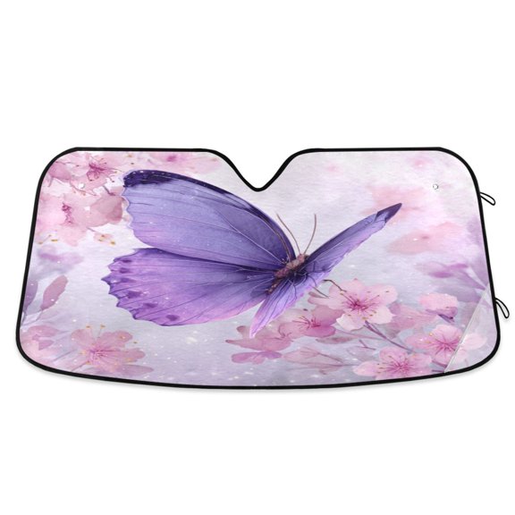 Foldable Car Windshield Sunshade UV Sun Visor Protector Blocks UV Rays Keeps Vehicle Cool 55x27.6 Inch Gothic Sakura Butterfly