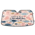thumbnail image 1 of Foldable Car Windshield Sunshade UV Sun Visor Protector Blocks UV Rays Keeps Vehicle Cool 55x27.6 Inch Let's Go Swimming, 1 of 8
