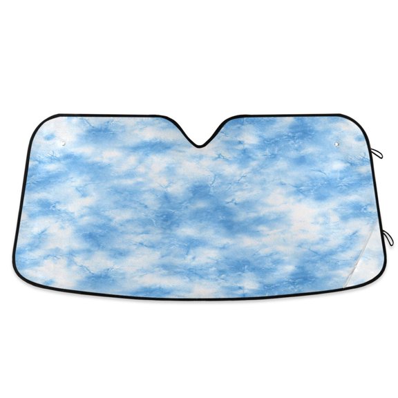 Foldable Car Windshield Sunshade UV Sun Visor Protector Blocks UV Rays Keeps Vehicle Cool 55x27.6 Inch Light Blue Tie-dye Pattern