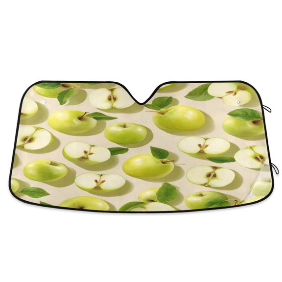 Foldable Car Windshield Sunshade UV Sun Visor Protector Blocks UV Rays Keeps Vehicle Cool 55x27.6 Inch Light Green Apple Harvest