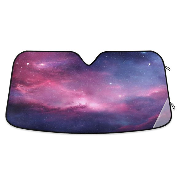 Foldable Car Windshield Sunshade UV Sun Visor Protector Blocks UV Rays Keeps Vehicle Cool 55x27.6 Inch Magical Pastel Space Nebula Print