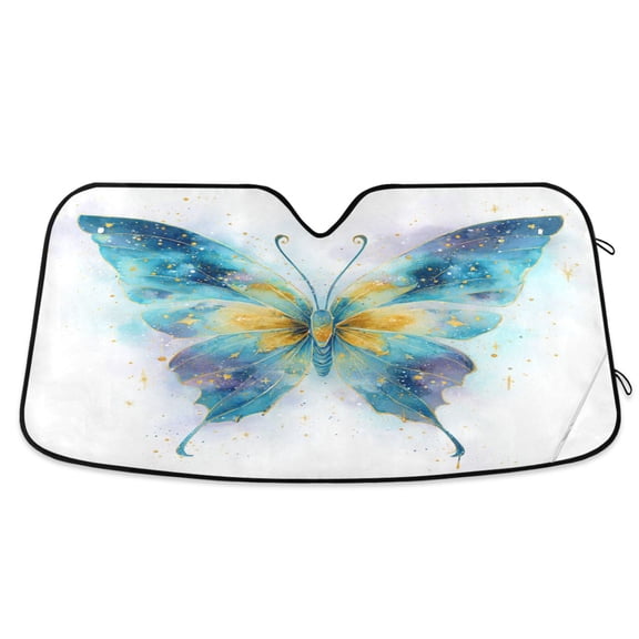 Foldable Car Windshield Sunshade UV Sun Visor Protector Blocks UV Rays Keeps Vehicle Cool 55x27.6 Inch Nocturnal Azure Butterfly