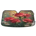 thumbnail image 1 of Foldable Car Windshield Sunshade UV Sun Visor Protector Blocks UV Rays Keeps Vehicle Cool 55x27.6 Inch Red Carnations and Butterflies, 1 of 8