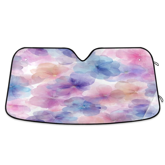 Foldable Car Windshield Sunshade UV Sun Visor Protector Blocks UV Rays Keeps Vehicle Cool 55x27.6 Inch Translucent Bloom Print