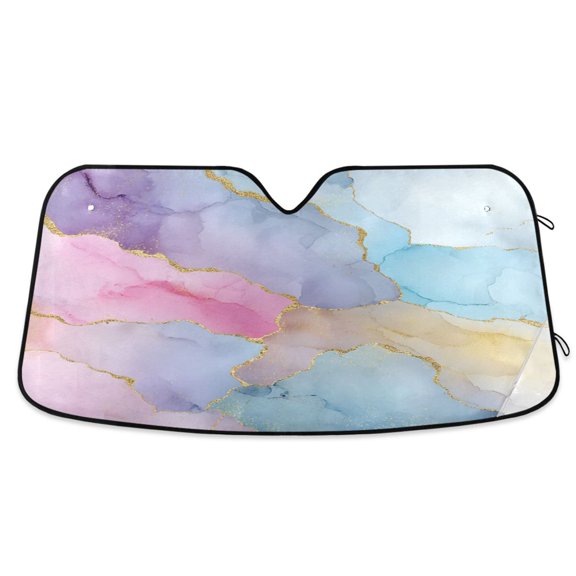 Foldable Car Windshield Sunshade UV Sun Visor Protector Blocks UV Rays Keeps Vehicle Cool 55x27.6 Inch Unicorn Fantasy Fluid Art