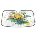 thumbnail image 1 of Foldable Car Windshield Sunshade UV Sun Visor Protector Blocks UV Rays Keeps Vehicle Cool 55x27.6 Inch Watercolor Painting Of Yellow Roses, 1 of 8
