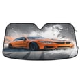 thumbnail image 1 of Foldable Car Windshield Sunshade UV Sun Visor Protector Blocks UV Rays Keeps Vehicle Cool 57x31.5 Inch Orange Car Pattern, 1 of 8