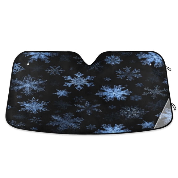 Foldable Car Windshield Sunshade UV Sun Visor Protector Blocks UV Rays Keeps Vehicle Cool 57x31.5 Inch Pale Blue Chrimas Snowflake