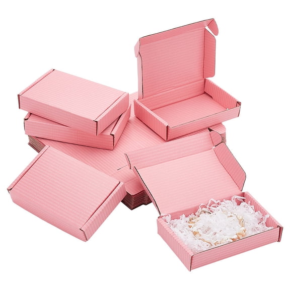 Foldable Cardboard Mailer Boxes Shipping Box Rectangle Pink finished product: 12.7x8.2x2.8cm for DIY