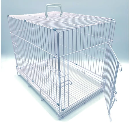 Foldable Carrier Travel Breeder Training Cage for Puppy Kitten Rabbit Bunny with 1/2-Inch Raised Bottom Wire Grid Mesh Floor