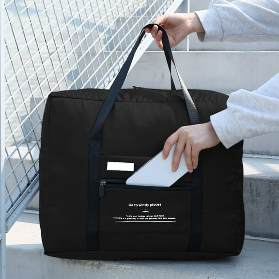 Foldable Carry on Luggage Bag, Water Resistant Packable Duffel for Airplane Travel, Large Capacity Storage Organizer for Business Trip, Weekender Travel Bag