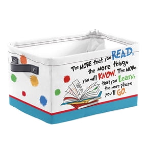 Foldable Cartoon Reading Book Theme Storage Basket Book Organizer for Room Classroom Library Rectangular Toy Storage Box, Multifunctional Storage Basket, Laundry Basket