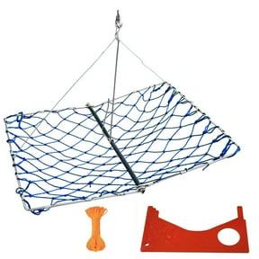 Foldable Castable Crab Trap With Rope And Red Gauge, Stainless Steel Lobster Net For Fishing Pier Dock for KAYAK, 18X11x10 Inch(blue)