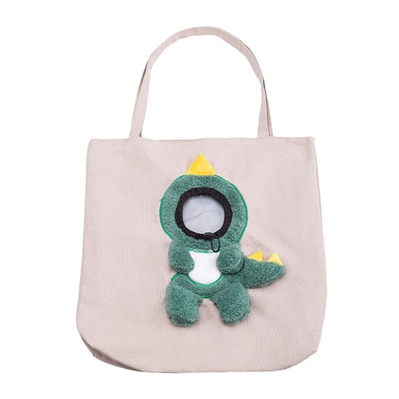 Foldable Cat Carrier Tote Bag Breathable Pet Travel Handbag Dinosaur‑Style Pattern For Outdoor Camping Hiking Vet Visit(Grey-45X47Cm)