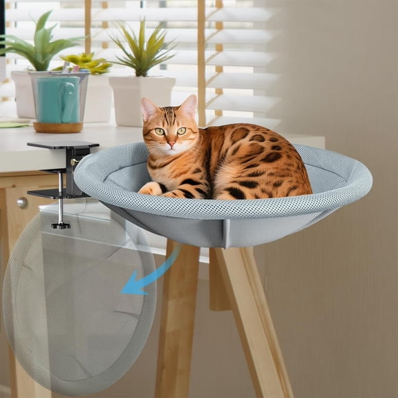 Foldable Cat Desk Bed Space Saving 90 Fold Removable Washable Cover Sturdy Cat Sleeping Bed for Large Cats Perfect for Office Game Table