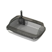 Foldable Cat Litter Box, Large Height-Adjustable Anti-Splash Open Air Kitty Litter Pan, Easy Clean with Scoop (Grey)