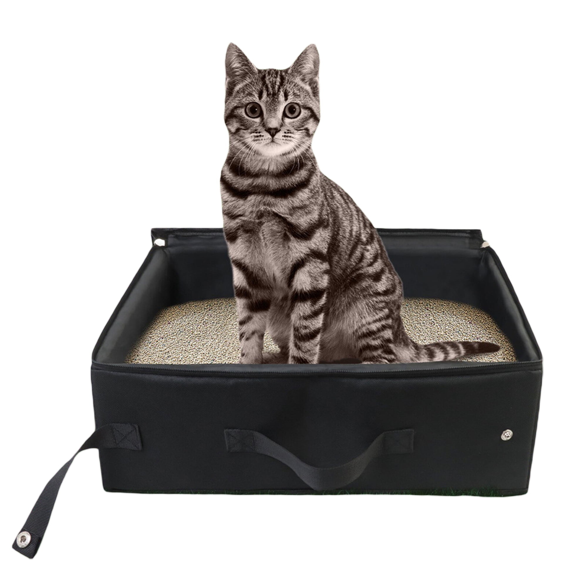 Foldable Cat Litter Box, Zipper Closure Portable Travel Littler
