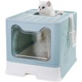 Foldable Cat Litter Box with Lid Front Entry & Top Exit XXL Extra Large Space Covered Kitty
