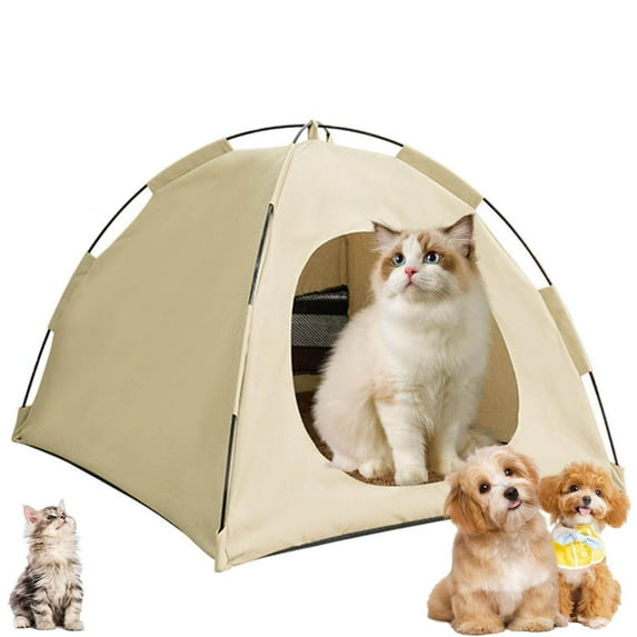 Foldable Cat Tent with Cooler Pad for Indoor Outdoor Use Portable Refreshing Breathable Pet Shelter Washable for Cats and Dogs Medium Size