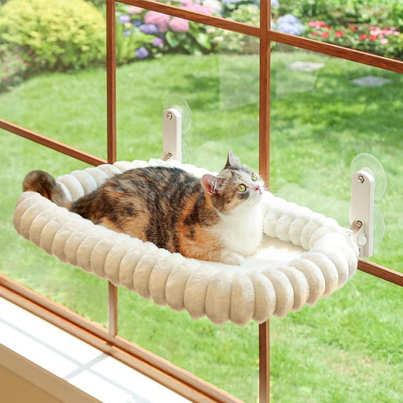 Foldable Cat Window Bed - Cordless, Ultra-Soft, Machine Washable, Cushioned on All Sides, Metal Frame - Suitable for Large Cats and Kittens