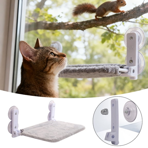 Foldable Cat Window Bed with Strong Suction Cups for Indoor Cats – Cozy Nap Pad for Window and Relaxation