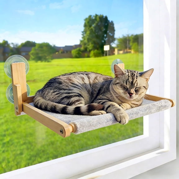 Foldable Cat Window Perch Wood 16.5''*12'' Hammock 35 Lbs Weight Limit For Small Size Windows