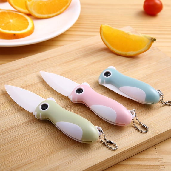 Foldable Ceramic Fruit Knife with Sharp ZrO2 Blade, Ergonomic Handle, Compact 5.9 in Design for Easy Vegetable Slicing, Home and Outdoor Meal Prep