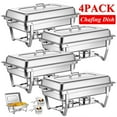 thumbnail image 1 of Foldable Chafer Set,Chafing Dish，4 Packs Stainless Steel Chafing Dishes，9 Quart Rectangular Chafer Complete Set Buffet Warmer Set for Catering Party, 1 of 10