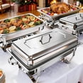 thumbnail image 1 of BAOKALER 4 Pack 9QT Foldable Chafing Dish Buffet Set, Stainless Steel Rectangular Food Warmer, Silver Catering Server for Party Banquet Home Use, 1 of 10