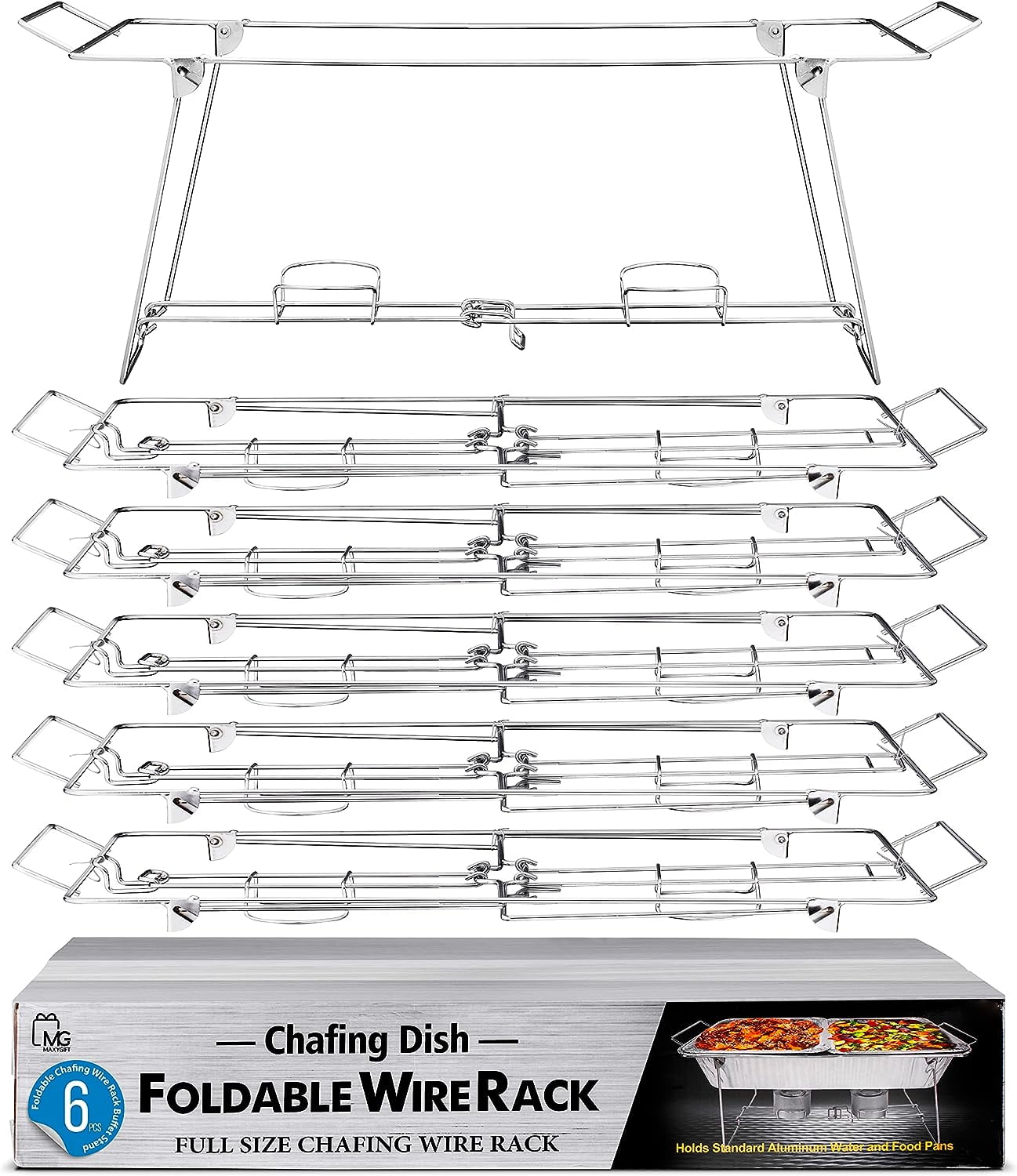 Foldable Chafing Wire Rack Buffet Stand 6 Pack Full Size Racks For