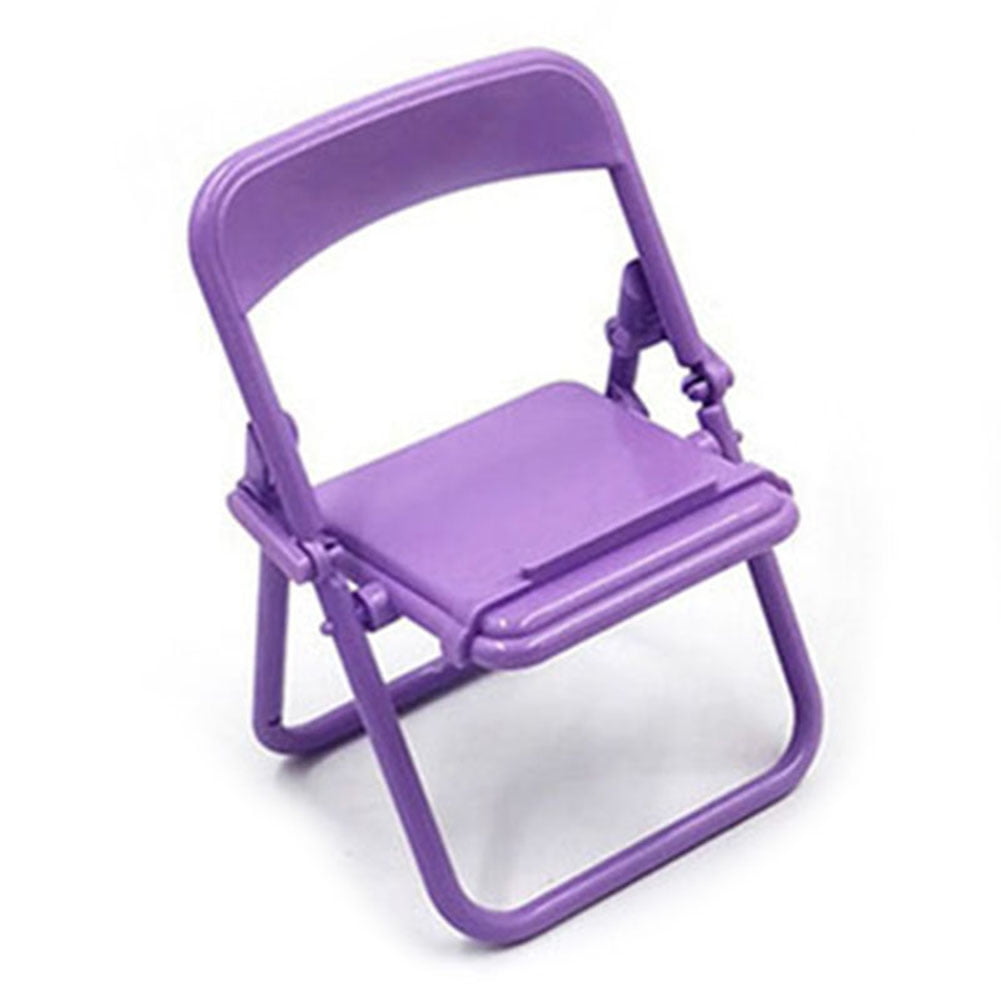 Foldable Chair Phone Holder Purple Cell Phone Stand Rack Mini Folding