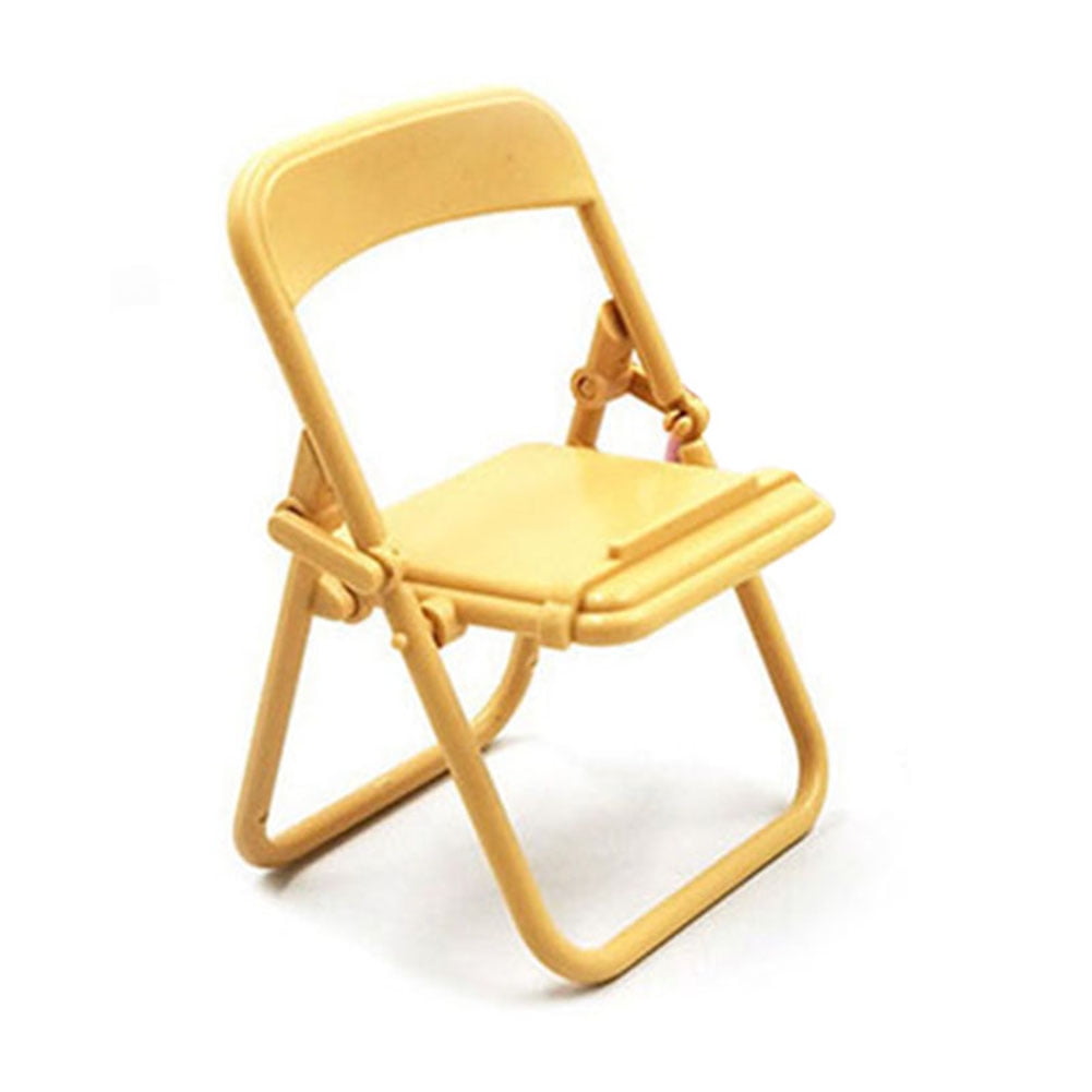 Foldable Chair Phone Holder Yellow Cell Phone Stand Rack Mini Folding