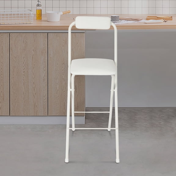 Foldable Chair Tall Folding Chair Portable Folding Stool W/ Backrest 70cm Seat