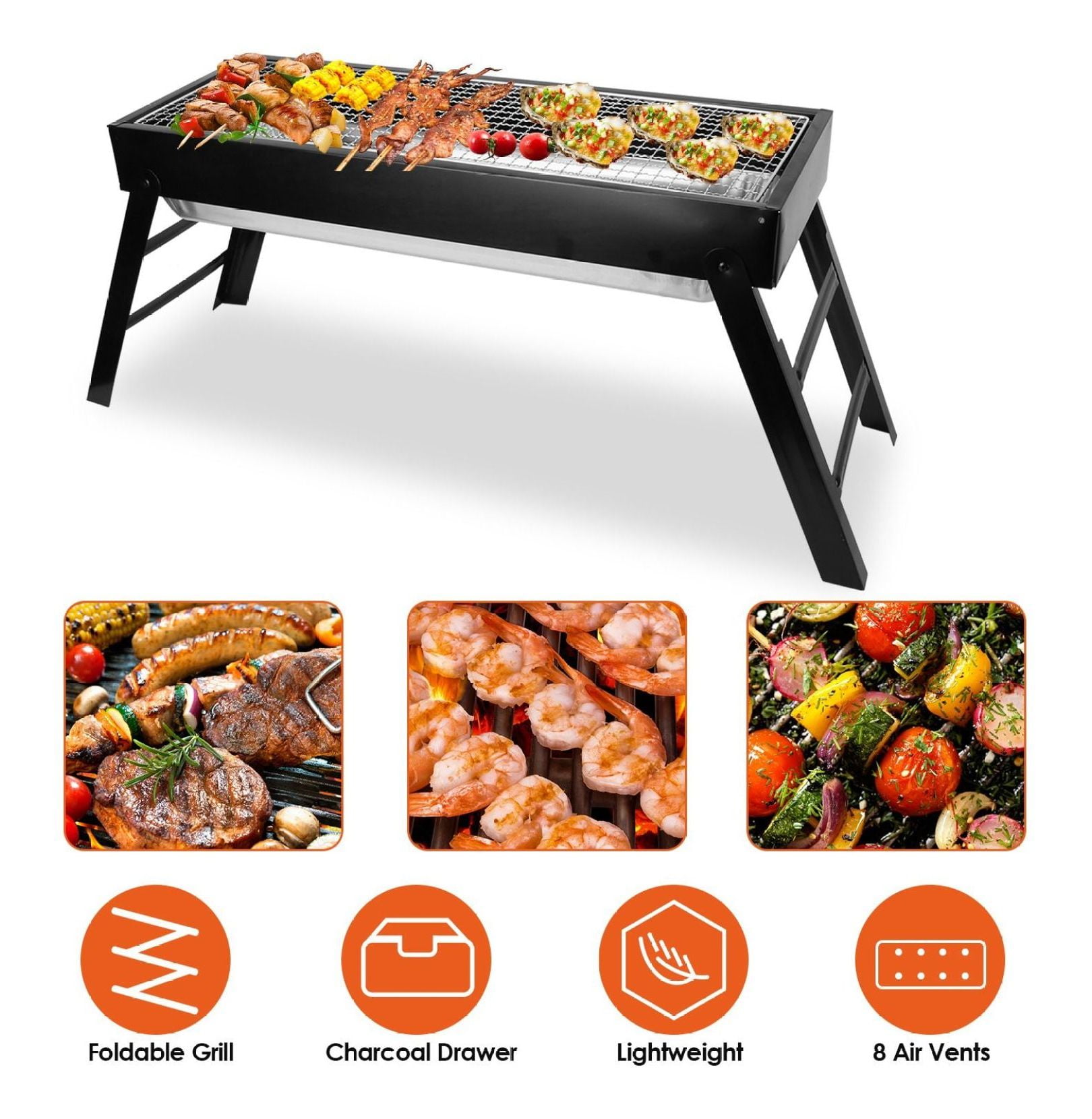 Portable Charcoal Grill Foldable Grills BBQ Grill Charcoal Small Grill For Travel, Camping