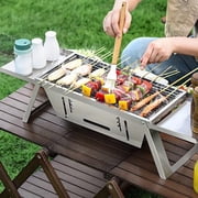 Foldable Charcoal BBQ Grill Stainless Steel Grill Net Easy Setup Portable Tabletop Barbecue Grill for Camping Picnic Outdoor Party Backyard