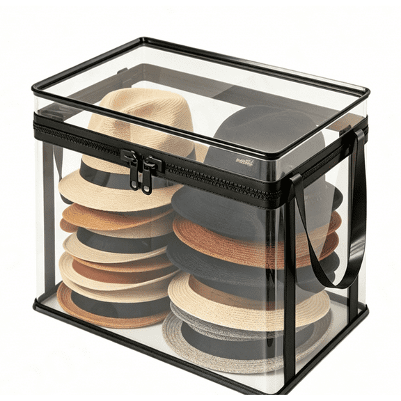 Foldable Clear Book Storage Case, Large Visual Display Organizer Bag With Lid & Portable Lifting Handle For Book Collection Arrangement, Household Sorting And Daily Moving Transportation