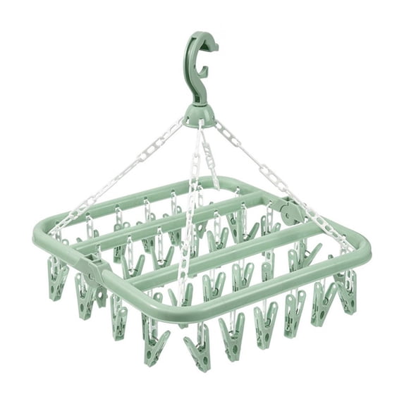 Foldable Clip Hangers with 36 Drying Clips, Underwear Hanger with Clips, Plastic Laundry Clip and Drip Drying Hanger for Socks, Bras, Lingerie, Clothes, Sturdy,Space Saving