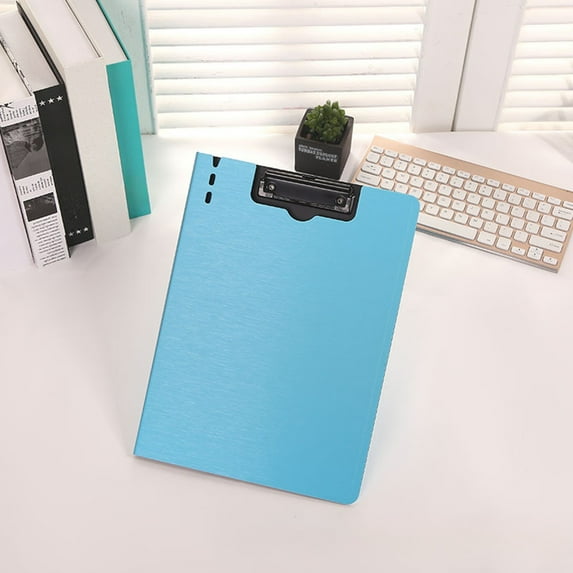 Foldable Clipboard with Metal Clips - Lightweight Plastic Folder Board for Writing, Portables Office Use, A4 Document Holder(Blue)