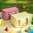 thumbnail image 1 of Foldable Cloth Picnic Basket | Collapsible Carry Storage Hamper | Red or Yellow | Comfortable Handle | Portable Decorative Garden Organizer | 35x20x1cm | 100g | 1 Pack, 1 of 6
