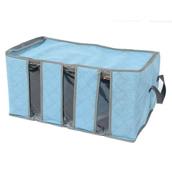 Unique Bargains Foldable Clothes Blanket Holder Closet Sweater Storage Box Organizer Blue