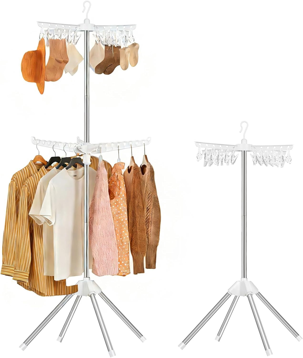 Foldable Clothes Drying Rack - 2 Tier Laundry Rack, Portable Clothing ...