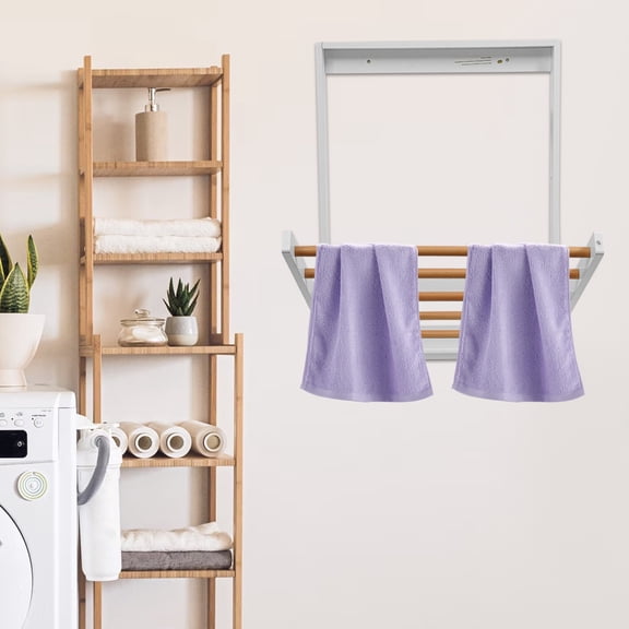 Foldable Clothes Drying Rack, 5 Arms Wall Mounted Clothes Drying Rack for Laundry, for Bathrooms, Laundry Rooms, Balconies