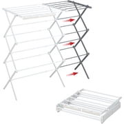 Foldable Clothes Drying Rack, Extendable Laundry Airer, Steel Frame, 24-39.2 W x 23.6 D 40.55 H, Easy Assembly, Indoor Outdoor Use, White