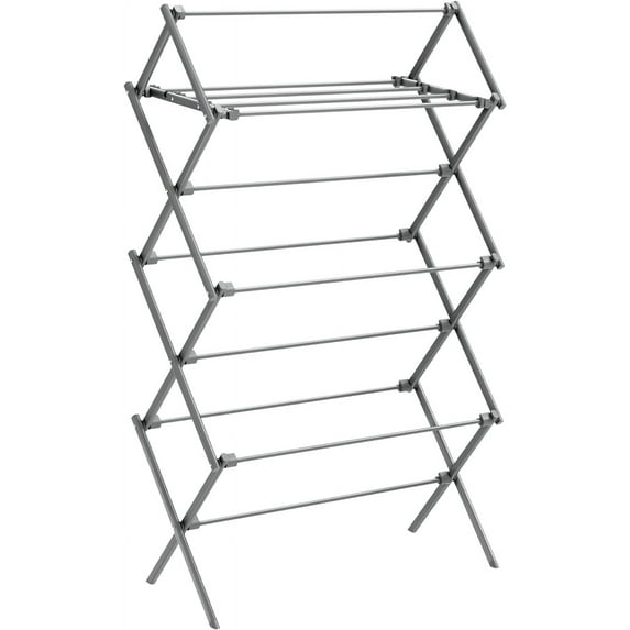 Foldable Clothes Drying Rack, Laundry Drying Rack, Clothes Airer, Steel Frame, 14.6 x 29.5 x 53.2 Inches Gray
