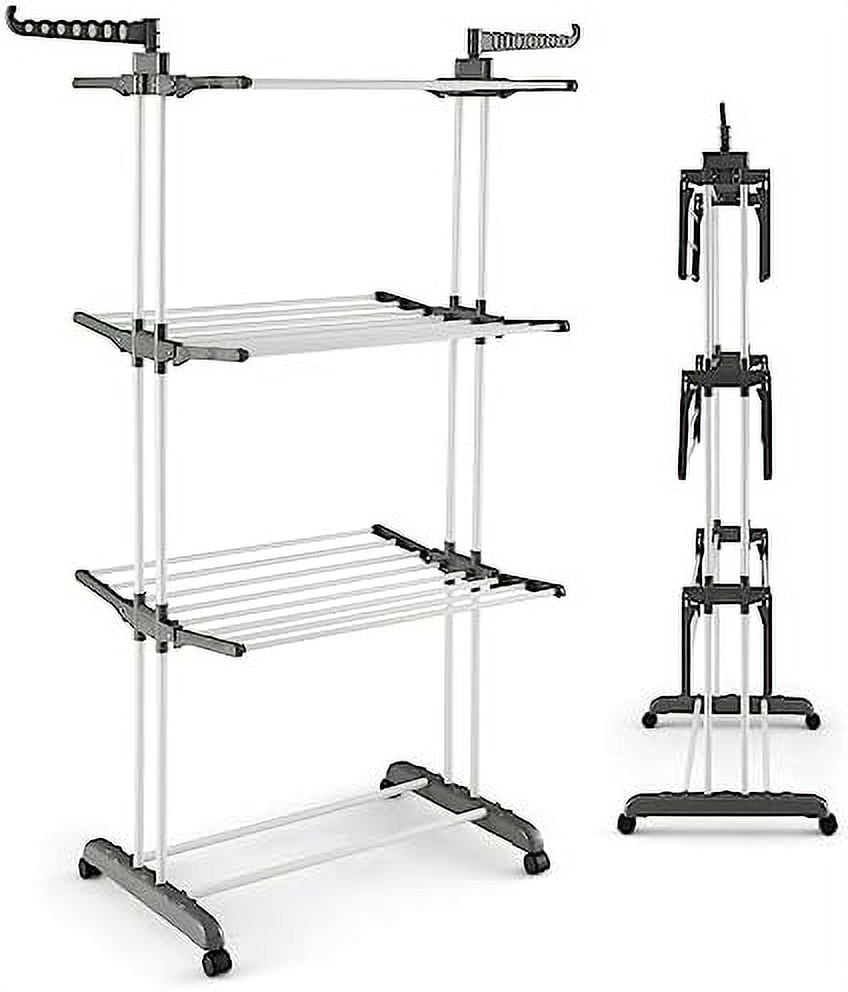 Foldable Clothes Drying Rack, Oversized 4Tier Collapsible Laundry Rack