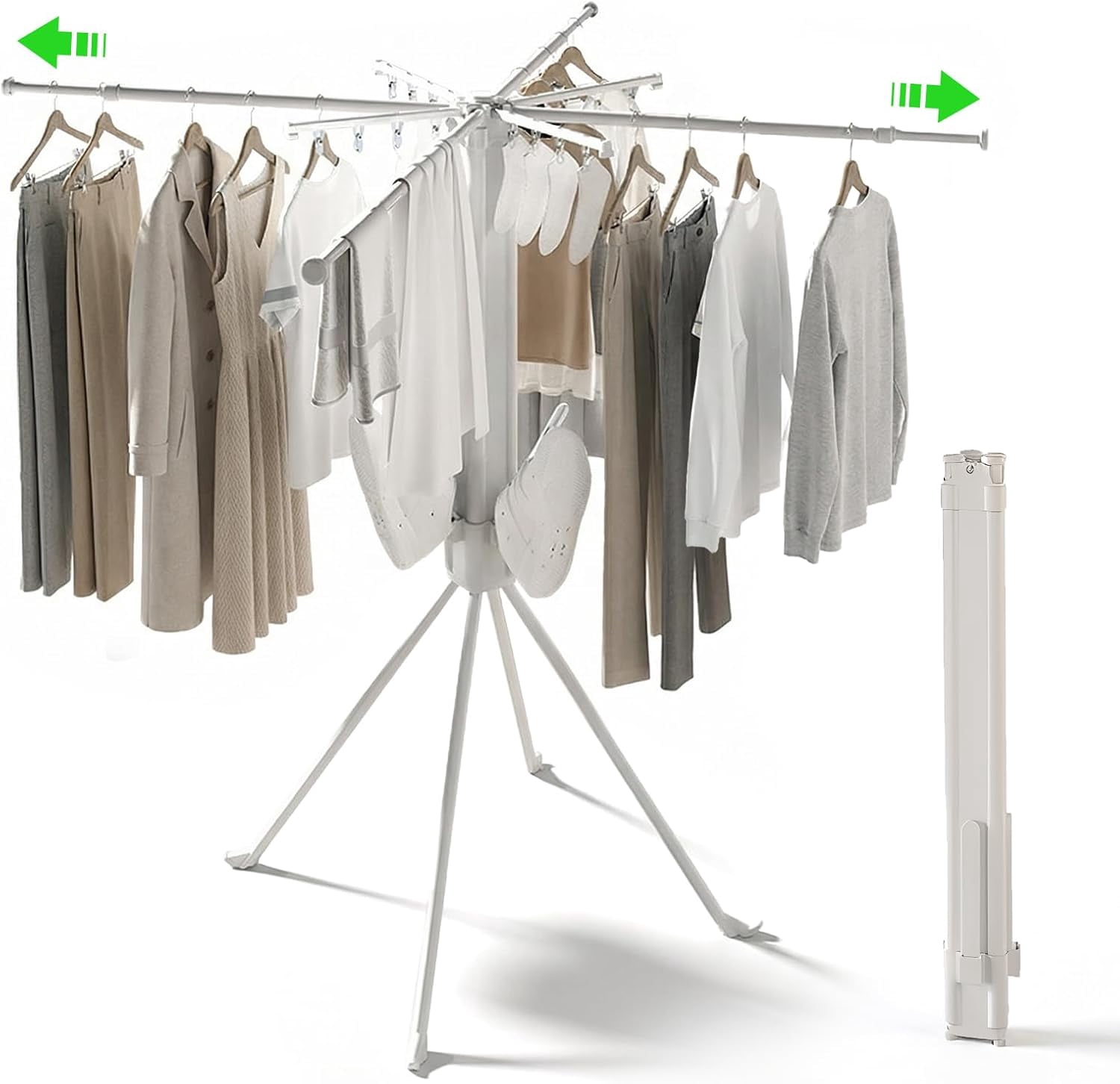 Foldable Clothes Drying Rack, Space Saving with 4 Retractable Rods ...