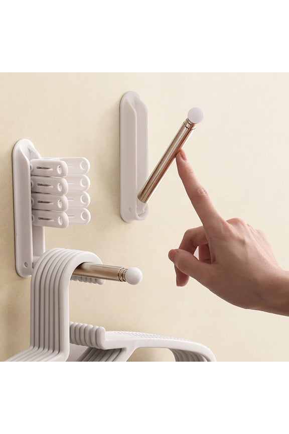 Foldable Clothes Hanger Storage Rack, Balcony or Bathroom Wall Mounted Organizer, Telescopic Non-Punching Hook System, Space-Saving Home Sorting Rack Gift
