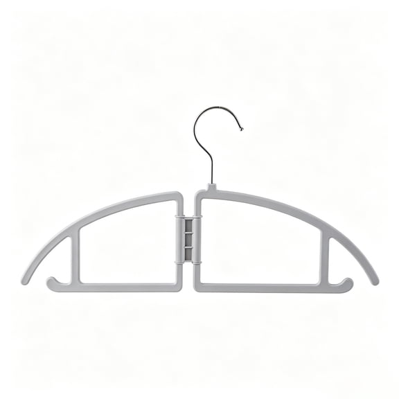 Foldable Clothes Hanger for Travel and Home, Non-Marking Plastic Hanger for Underwear and Lingerie, Space-Saving Wardrobe Hanger, Gray